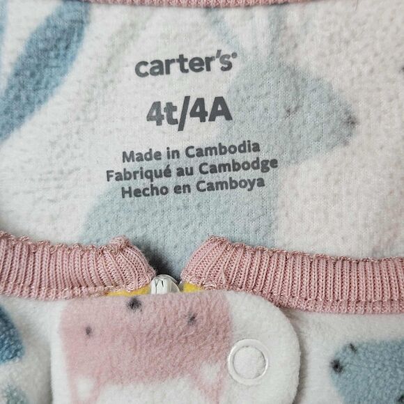Set of 2 Carters Footed Fleece Pajamas Size 4T Forest Animals and Fairy Bear - Picture 3 of 7